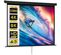 HomCom Écran de projection 84 pouces 4:3 4K HD – Fixation mur/plafond, 181×8×138 cm, noir