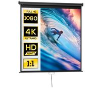 HOMCOM Écran de projection de 99 pouces, écran vidéoprojecteur, pour home cinéma, 1:1 4K HD, fixation mur ou plafond, 189 x 7 x 182 cm, noir