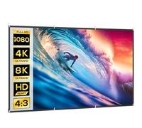 HOMCOM Écran de projection manuel 120 pouces, format 16:9, HD 4K/8K, toile lavable, pour intérieur et extérieur, home cinéma, bureau, terrasse, blanc