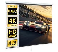 HOMCOM Écran de Projection Réglable 100 Pouces Excellent Contraste Tissu Métal, Blanc et Noir (251.8×8.6×7cm)