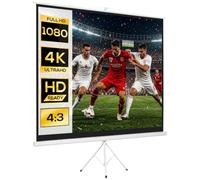 HOMCOM Écran de Projection Trépied Pliable 120 Pouces 4:3 254L cm Blanc | 4K HD, Écran Vidéoprojecteur, Hauteur Réglable, Angle de Vision 160°, Home Cinéma, Films en Intérieur/Extérieur