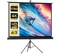 HOMCOM Écran de Projection Trépied Pliable 84 Pouces 4:3 180L cm Noir | 4K HD, Écran Vidéoprojecteur, Hauteur Réglable, Angle de Vision 160°, Home Cinéma, Films en Intérieur/Extérieur