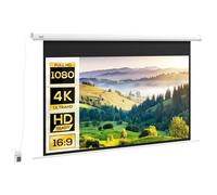 HOMCOM Écran pour projecteur 84" 16:9, Toile projecteur motorisée avec télécommande, Montage Mural et Plafond, 215 x 8 x 140 cm, Blanc
