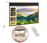 HOMCOM Écran Projecteur Motorisé 120" 16:9 4K UHD Mur Plafond Télécommande Blanc