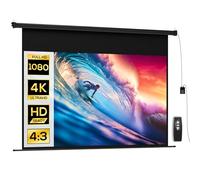 HOMCOM Écran vidéoprojecteur 100 Pouces, 16:9 4K HD écran de Projection motorisé et électrique, écran de Projection TV et Home cinéma, Montage Mural ou Plafond, Panneau de Commande et télécommande