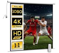 HOMCOM Écran vidéoprojecteur 120 Pouces 1:1 4K HD Blanc | Motorisé et Électrique, Écran de Projection TV et Home Cinéma, Montage Mural ou Plafond, Panneau de Commande, Télécommande