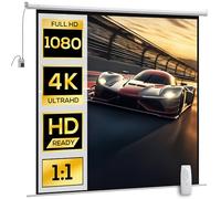 HOMCOM Écran vidéoprojecteur 120 Pouces 1:1 4K HD motorisé et électrique, écran de Projection TV et Home cinéma, Installation Murale ou Plafond, Panneau de contrôle et télécommande