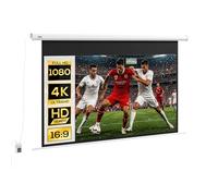 HomCom Écran de projection 120 pouces 16:9 4K HD motorisé électrique – Mural/Plafond Acier Blanc