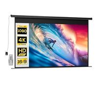 HOMCOM Écran vidéoprojecteur 120 Pouces, 16:9 4K HD écran de Projection motorisé et électrique, écran de Projection TV et Home cinéma, Montage Mural ou Plafond, Panneau de Commande et télécommande
