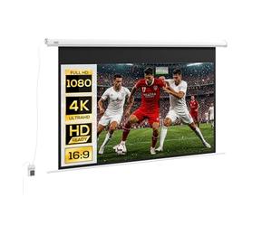 HOMCOM Écran vidéoprojecteur 120 Pouces, 16:9 4K HD écran de Projection motorisé et électrique, écran de Projection TV et Home cinéma, Montage Mural ou Plafond, Panneau de Commande et télécommande