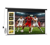 HomCom Écran de projection 120 pouces 16:9 4K HD motorisé électrique, télécommande, acier blanc