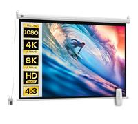 HOMCOM Écran vidéoprojecteur 84 Pouces, 4:3 4K HD écran de Projection motorisé et électrique, écran de Projection TV et Home cinéma, Montage Mural ou Plafond, Panneau de Commande et télécommande