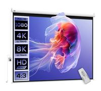 HOMCOM Écran vidéoprojecteur 84 Pouces, 4:3 4K HD écran de projection motorisé et électrique, écran de projection tv et home cinéma, montage mural ou plafond, panneau de commande et télécommande