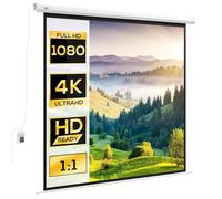 HomCom Écran de projection motorisé 96 pouces 1:1 4K HD – Mural/Plafond, Télécommande