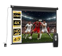 HOMCOM Écran Vidéoprojecteur Motorisé 100 Pouces 4:3 4K HD Noir