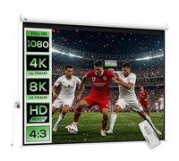 HOMCOM Écran Vidéoprojecteur Motorisé 84 Pouces, 4:3 4K HD, Blanc
