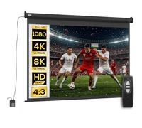 HOMCOM Écran Vidéoprojecteur Motorisé 84 Pouces, 4:3 4K HD, Noir | Motorisé et Électrique, Écran de Projection TV et Home Cinéma, Montage Mural ou Plafond, Panneau de Commande, Télécommande