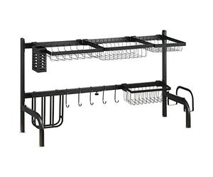 HOMCOM Égouttoir à Vaisselle au-Dessus de l'évier, séchoir à Vaisselle 2 Niveaux, Largeur réglable 51 à 93 cm, modulables en Acier, Noir