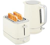 HOMCOM Ensemble bouilloire et grille-pain 2200W 1,7L, Beige | Grille-pain 2 tr., 6 niveaux, réchauff/décongel, petit-déj, filtre anti-calc., ramasse-miettes, thermostat UK Otter