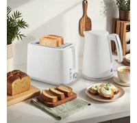 HOMCOM Ensemble bouilloire et grille-pain, bouilloire en acier 1,7 L et 2200 W et grille-pain à 2 tranches, blanc