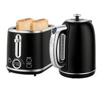 HOMCOM Ensemble Bouilloire et Grille-Pain Inox 2200 W 2 Tranches 1,7 L Noir