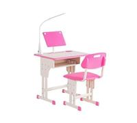 HOMCOM Ensemble Bureau Enfant réglable en Hauteur, Table d'étude, Rose