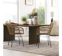 HOMCOM Ensemble de 2 chaises de style bohème, chaises de cuisine, rotin PE, 56 x 60 x 79 cm, Naturel + Noir