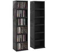 HOMCOM - Ensemble de 2 étagères de rangement pour 204 CD - Meuble de rangement pour Blu-Ray - Tour avec étagères réglables - Meuble de rangement pour livres - Noir brillant