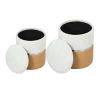 HOMCOM Ensemble de 2 Poufs de Rangement Revêtus en Chenille et PU Assise Rembourrée pour Couloir Chambre Marron et Crème