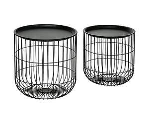 HOMCOM Ensemble de 2 tables basses, table d'appoint au design scandinave, table basse avec espace de rangement, table basse pour salon, chambre à coucher, acier, noir