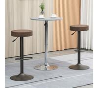 HOMCOM Ensemble de 2 Tabourets de Bar Pivotants avec Repose-Pieds et Hauteur Réglable, 35x36x64-85cm, Marron