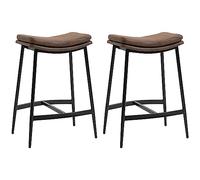 HOMCOM Ensemble de 2 tabourets de bar, rembourrés en microfibre, marron