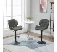 HOMCOM Ensemble de 2 tabourets de cuisine modernes en similicuir avec dossier et repose-pieds, hauteurs réglables, base ronde, 51,5x57,5x93-114,5 cm, Vert Militaire