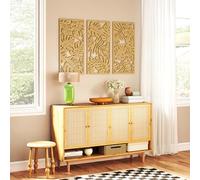 HOMCOM Ensemble de 3 Décorations Murales en Bois 3D 40x80 cm Bois Naturel
