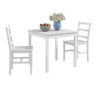 HOMCOM Ensemble de 3 tables à manger avec 2 chaises pour 2 personnes - Ensemble de table de cuisine pour salon, cuisine, gain de place - Blanc - Bois de pin