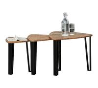 HomCom Lot de 3 tables basses gigognes encastrables design aspect noyer marron