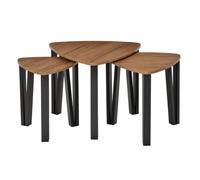 HOMCOM Ensemble de 3 Tables Basses gigognes encastrables Style Industriel piètements métal Noir en épingle Plateaux Aspect Bois de