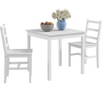 HOMCOM Ensemble de 3 tables de salle à manger, table de salle à manger avec 2 chaises, ensemble de tables de cuisine pour 2 personnes, ensemble de tables pour le salon, la cuisine, peu encombrant Blan