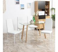 HOMCOM Ensemble de 4 chaises, Chaises de salle à manger, Chaises de cuisine, 41 cm x 50 cm x 97 cm, Blanc