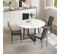 HOMCOM Ensemble de 4 chaises de salle à manger en velours, chaises rembourrées modernes avec pieds en métal, pour salle à manger, chambre, cuisine, Gris