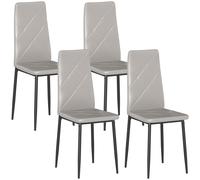 HOMCOM Ensemble de 4 chaises de salle à manger rembourrées en cuir synthétique avec dossier haut et pieds en métal 41x50x97 cm gris