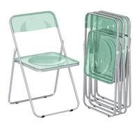 HOMCOM Ensemble de 4 chaises pliantes en acrylique, chaises transparentes, vert