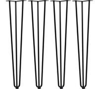 HOMCOM Ensemble de 4 pieds de table de style industriel et design en épingle à cheveux avec protection en caoutchouc anti-rayures, 12 x 12 x 71 cm, vis de fixation fournies