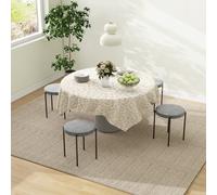 HOMCOM Ensemble de 4 tabourets de cuisine, empilables, style velours, jusqu'à 100 kg, cadre en acier, 41,5 x 41,5 x 46 cm, Gris foncé