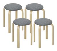 HOMCOM Ensemble de 4 Tabourets Empilables Modernes 40 x 40 x 45 cm Gris | Tabourets Ronds sans Dossier, Assise Rembourrée, Maison, Bureau, Salle à Manger, Cuisine