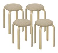 HOMCOM Ensemble de 4 Tabourets Empilables Modernes 40 x 40 x 45 cm Kaki | Tabourets Ronds sans Dossier, Assise Rembourrée, Maison, Bureau, Salle à Manger, Cuisine