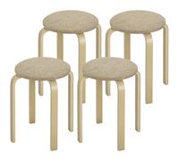 HOMCOM Ensemble de 4 Tabourets Empilables Modernes, Tabourets Ronds sans Dossier avec Assise Rembourrée, 40 x 40 x 45 cm, Kaki
