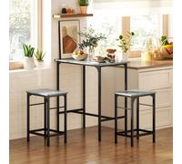 HOMCOM Ensemble de bar Bartisch avec 2 tabourets avec patins antidérapants gris