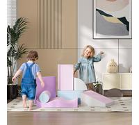 HOMCOM Ensemble de blocs de construction en mousse pour enfants, favorise la créativité, similicuir, 40x40x20 cm, Multicolore, 1-3 ans
