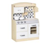 HOMCOM Ensemble de Cuisine Enfant Jeu d'imitation avec Accessoires, rangements MDF Blanc